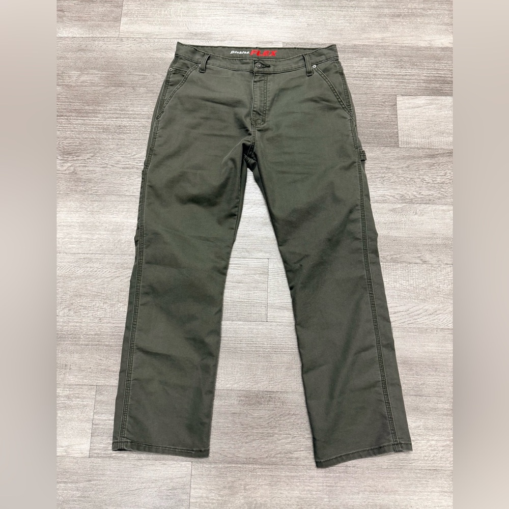 Dickies Mens Tough Max Duck Carpenter Pant 34 x 30 Olive green stonewashed moss